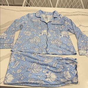 Roller Rabbit x Target  Light Blue and White Floral Pajama Set M